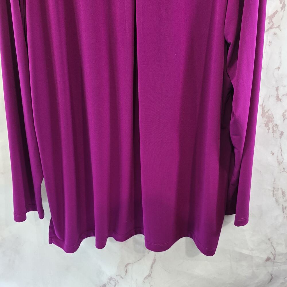 Susan Graver Shirt Womens 2X Purple Pink Stretch Blouse Long Sleeve V Essentials - Picture 7 of 10
